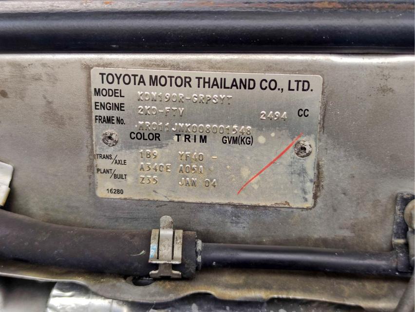 รหัสรถ CAT4621 2004 Toyota Hilux Sportrider 2.5 D4D โฉมสุดท้าย เกียร์ออโต้  17