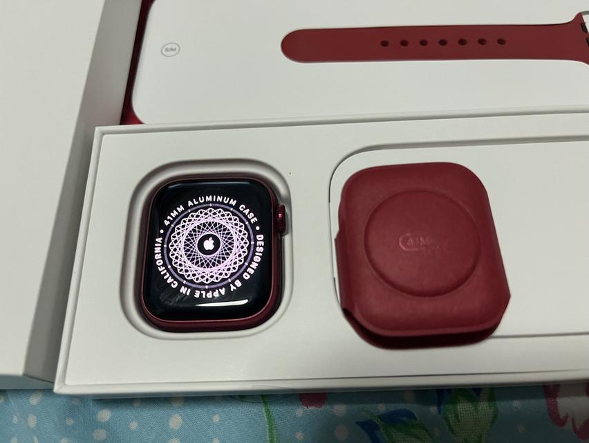 Apple Watch Series 7 41 mm Red Aluminum Case Red Sport Band GPS 3