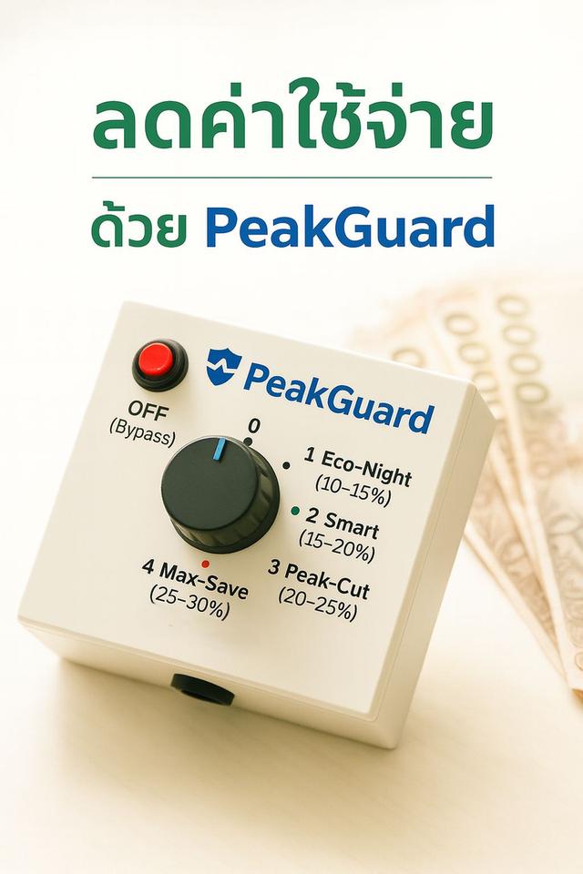 รับติดตั้งระบบประหยัดไฟ อุปกรณ์ประหยัดไฟ ลดค่าไฟ ด้วย PeakGuard โดย ช่างBon