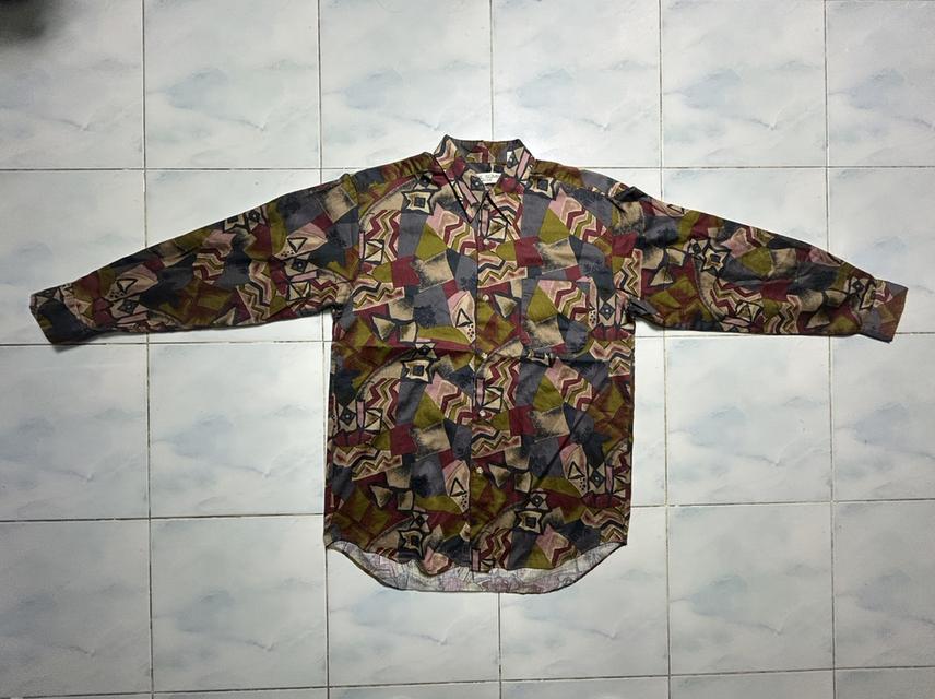 🔥 VINTAGE 90s! เสื้อเชิ้ต KARL SUMIS ลายกราฟิกเรขาคณิต Multi-color ป้ายญี่ปุ่น สภาพกริบ 🔥