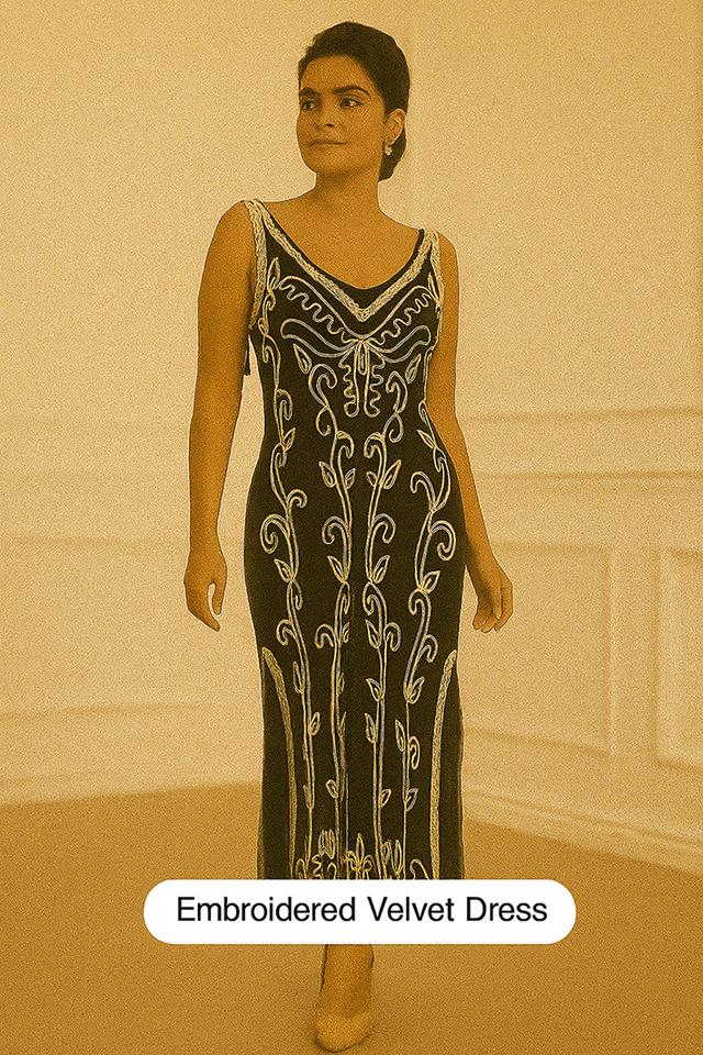 เดรสแม็กซี่ผ้าโปร่งปักลาย สไตล์แกสบี้ เดรส Gatsby Tulle Maxi Embroidered @SP049 3