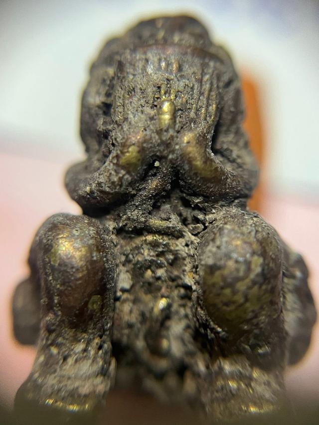 พระปิดตา หลวงพ่อทา วัดพะเนียงแตก พิมพ์เกลอเดี่ยว นั่งยอง เนื้อสำริด 6