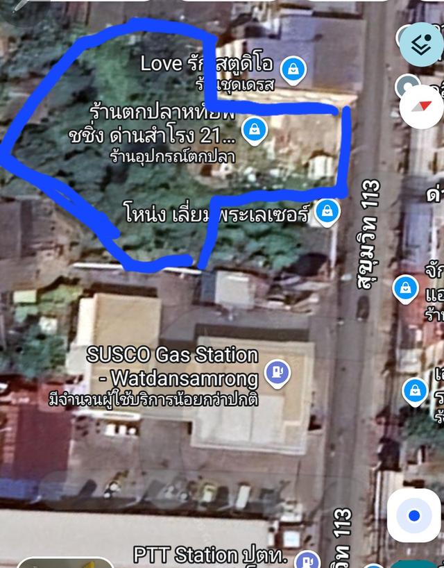 ที่ดิน 255 ตรว ติดถนนสุขุทวิท 113 ห่าง ถ.ศรีนครืนทร์ 1 กิโล ใกล้ BTS สำโรง 1