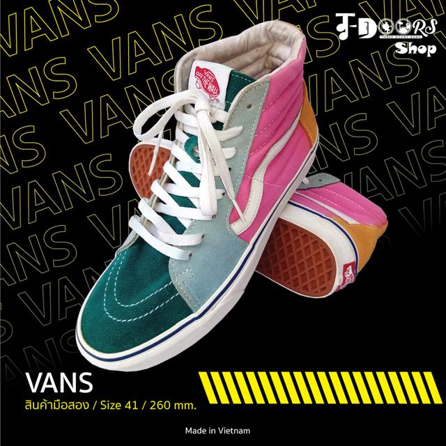 VANS ผ้าใบหุ้มข้อมือสอง สีชมพู เขียว เหลือง สภาพเหมือนใหม่ ส่งฟรี! เก็บปลายทาง