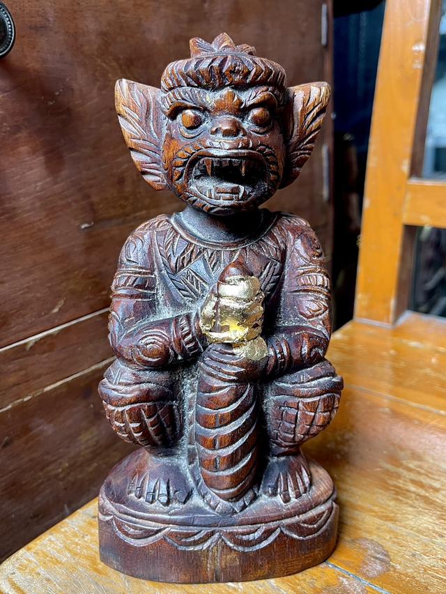 หนุมานไม้สักแกะสลัก หลวงพ่อดิ่ง วัดบางวัว หนุมานไม้โบราณ 2