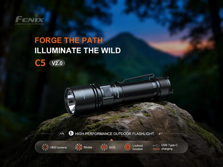 Fenix C5 V2.0 HIGH-PERFORMANCE OUTDOOR FLASHLIGHT สินค้าตัวแทนในไทยประกัน 3ปี