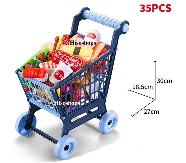 SHOPPING CART 35 Pcs.รถเข็นอาหาร จำลองร้านซูชิ 35 ชิ้น ของเล่นเสริมพัฒนาการและจินตนาการด้วยของเล่นชุดใหญ่