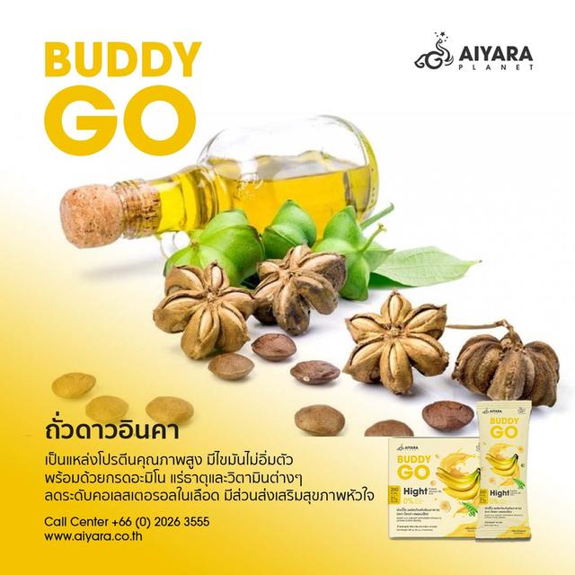 BUDDY GO(บัดดี้โก) โปรตีนพืช กลิ่นกล้วยหอม  โปรตีน 21 กรัม/ซอง ให้พลังงาน 260 kcal มีกรดอะมิโนจำเป็นครบ สารอาหารครบ 5 หมู่ ปริมาณโปรตีนตรงตามฉลาก รูปที่ 10
