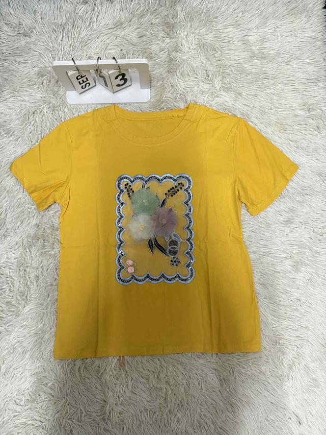 แฟชั่นสวยๆๆดอกไม้ คอกลมหลวมเสื้อยืด แขนสั้น หญิง ฤดูร้อนลำลองใส่สบาย สาวอวบใส่ได้ไซส์ใหญ่ไม่ร้อน