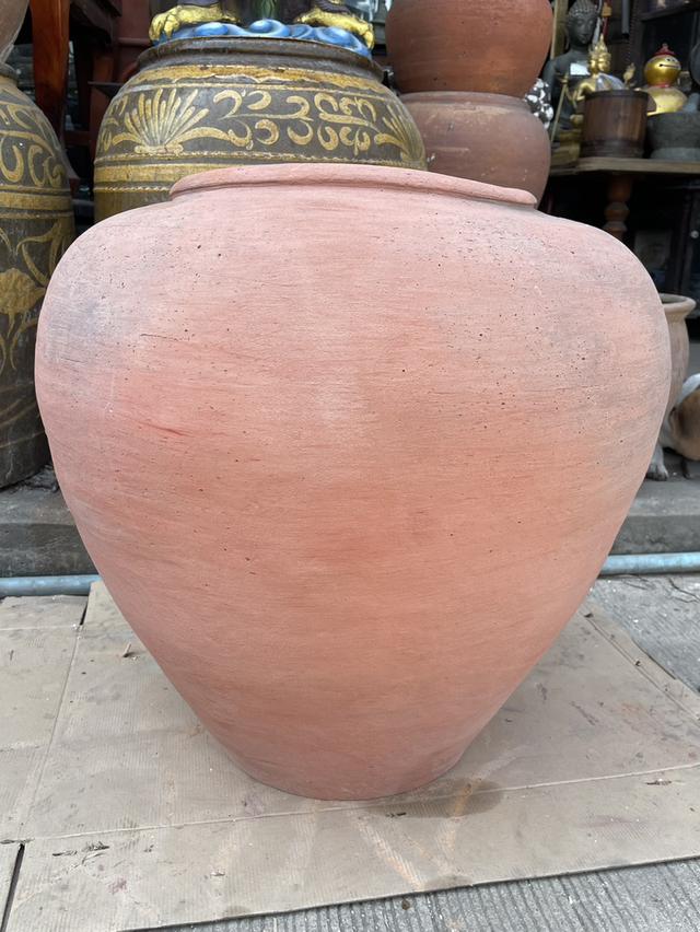 โอ่งแดง อยุธยา โอ่งดินเผาโบราณ ใบใหญ่ ขนาด65ซม ตุ่มแดง โอ่งโบราณ รูปที่ 5