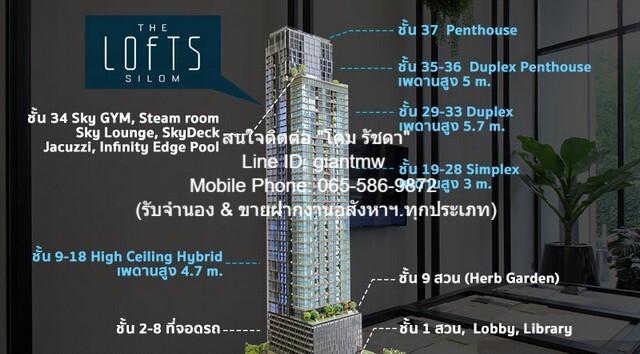 ห้องชุด เดอะ ลอฟท์ สีลม 2ห้องนอน2น้ำ 14500000 BAHT. ใกล้ ท็อปส์ มาร์เก็ต สีลม ถูก กรุงเทพ