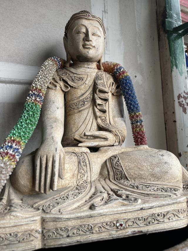 พระไม้มัณฑะเลย์ พระพุทธรูปไม้ หน้าตัก14นิ้ว พระไม้โบราณ ศิลปะพม่า 6