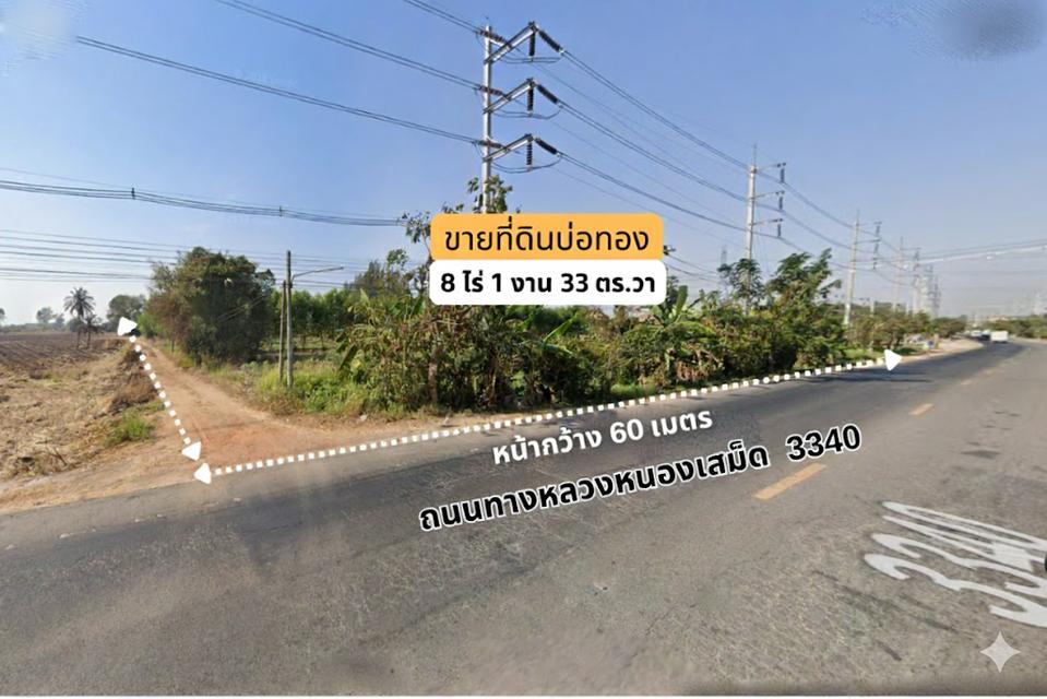 ขายที่ดินบ่อทอง 8 ไร่  ติดถนนทางหลวง ใกล้สี่แยกหนองเสม็ดชลบุรี 1