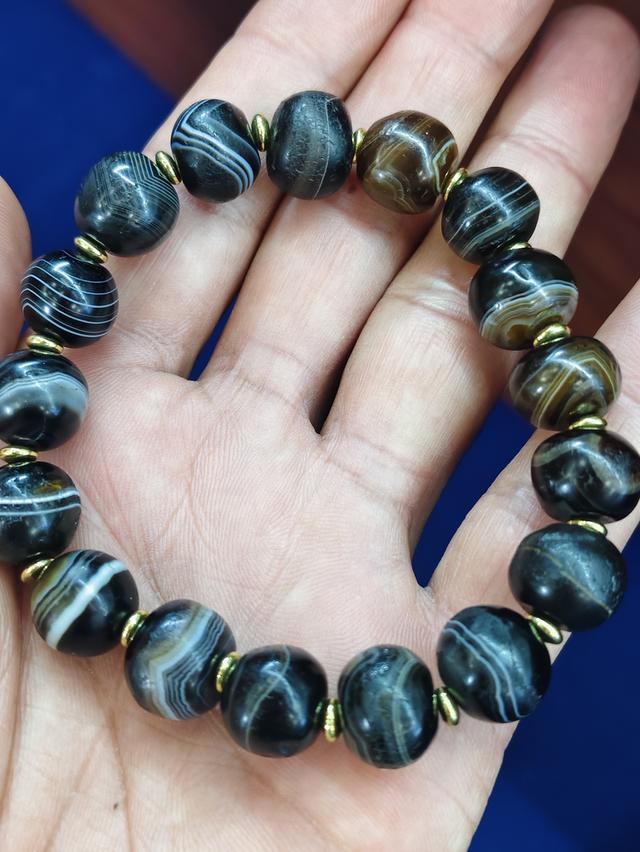 Ancient banded agate beads bracelet