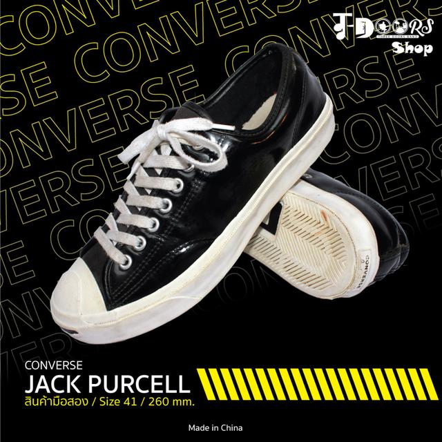 CONVERSE รองเท้าผ้าใบมือสอง Jack Purcell สีดำ หนังมัน สภาพสวยๆชิคๆ จัดส่งฟรี!!! เก็บปลายทาง