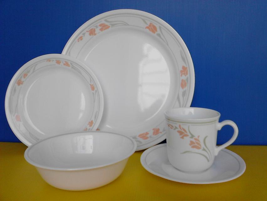 ชุดจานชามถ้วยคอเรล CORELLE 5 ชิ้น ลาย Peach Garland ของใหม่และแท้จากสหรัฐ