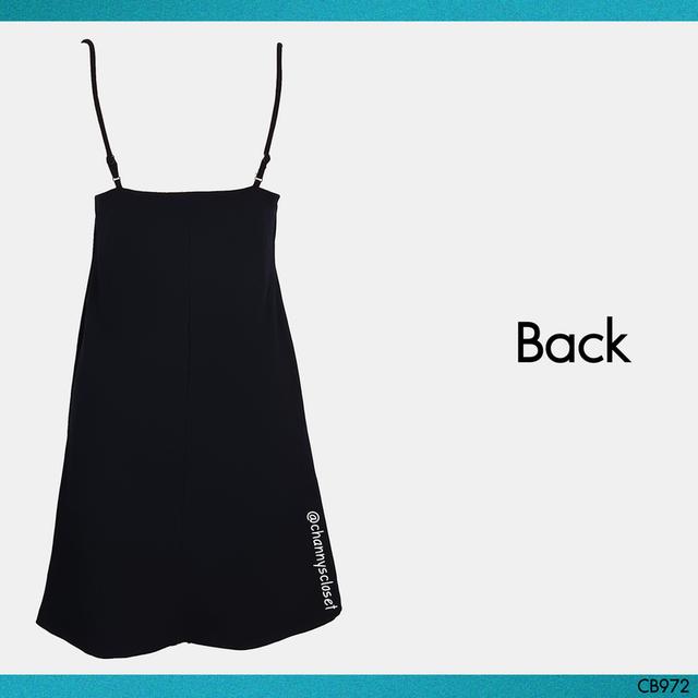 USED H&M - Black Camisole A Line Mini Dress | เดรสสั้นสีดำ เดรสสายเดี่ยว ผ่าข้าง ทรงเอ สีพื้น สายฝอ แท้ มือสอง 3