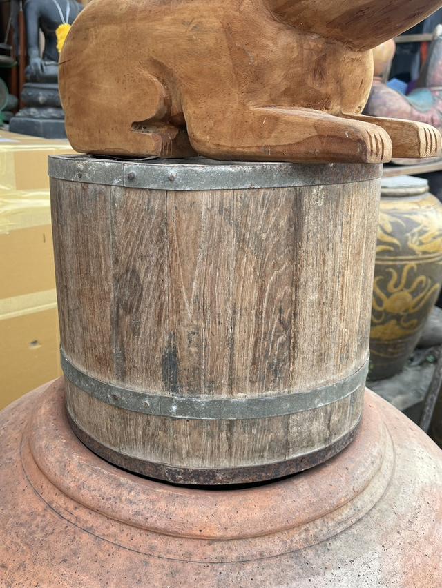 ถังไม้ตวงข้าวสาร หูจับด้านใน ถังตวงข้าวโบราณ ขนาด20ลิตร 2