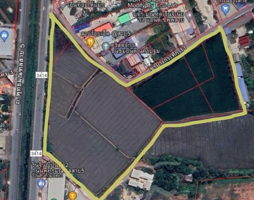 ขายที่ดินพุทธมณฑล สาย 5 ศาลายา สามพราน นครปฐม เนื้อที่ 21 ไร่ หน้ากว้างติดถนนใหญ่ 200 เมตร ใกล้เซ็นทรัล ศาลายา 1
