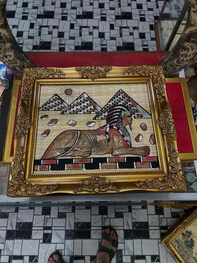 ภาพเขียนบนกระดาษปาปิรุส(กระดาษชนิดแรกของโลก) พร้อมกรอบไม้ 3
