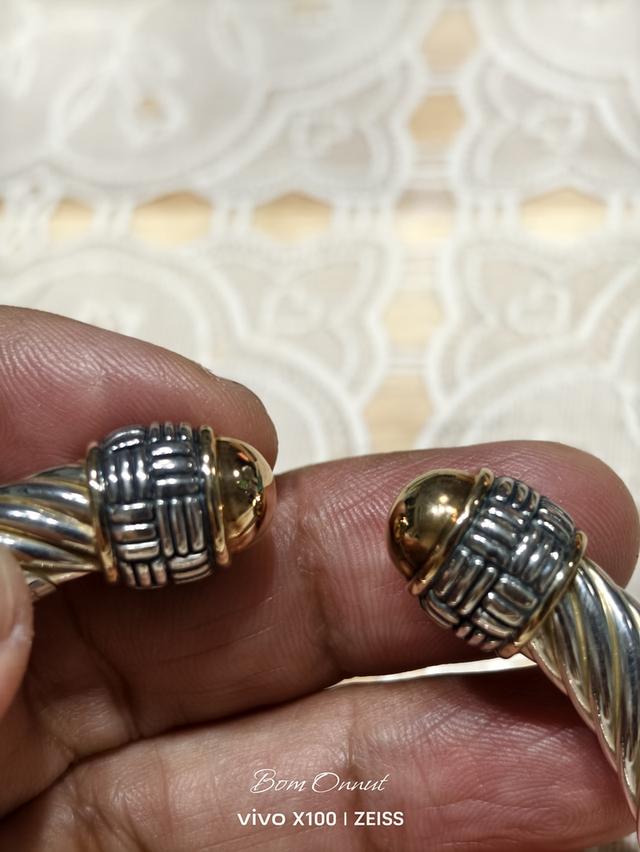 กำไลเงินข้อมือตอกโค๊ต 92.5 c 14k ตัวเรือนเป็นเงินรวมน้ำหนัก 42.25ตัวเรือนเป็นเงินตรงหัวเป็นทองเค 14K 4