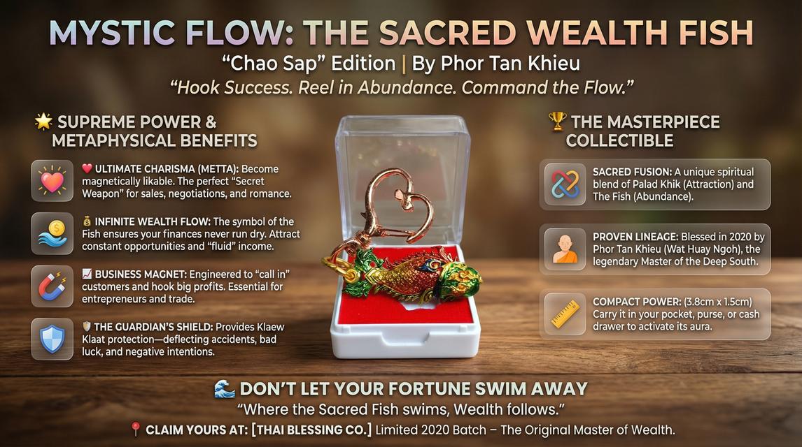 🐟✨ Mystic Flow: The Sacred Wealth Fish – Charisma & Infinite Abundance Talisman (Chao Sap Edition by Phor Tan Khieu) รูปย่อยที่ 2