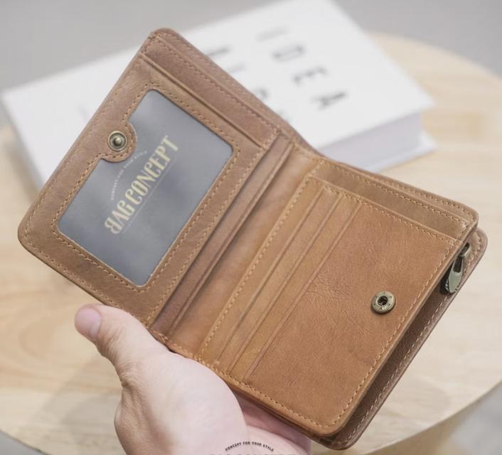 กระเป๋าสตางค์ชายหนังแท้น้ำตาล