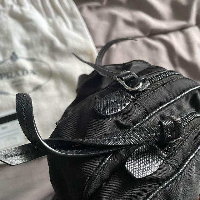 กระเป๋า Prada รุ่น Leather Shoulder Strap Backpack Black 3