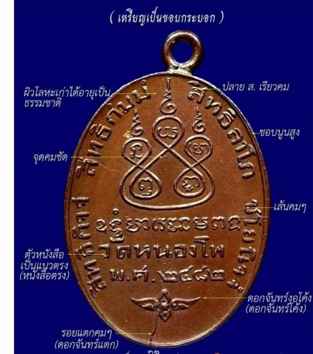 เหรียญหลวงพ่อเดิม วัดหนองโพ ปี พ.ศ.2482 เนื้อทองแดง 2