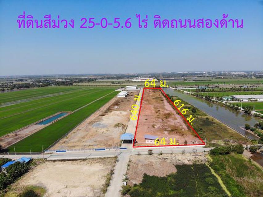 รูป ขายที่ดิน นนทบุรี ไทรน้อย ที่ดินสีม่วง ขนาด 25 ไร่ ถมแล้วพร้อมใช้งาน 1