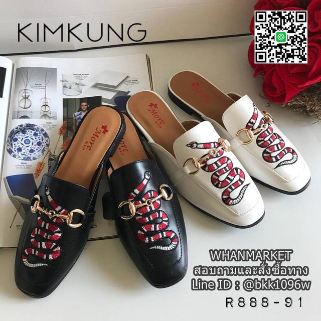 รองเท้าแตะ GUCCI snake slipper หนังพียูเงาสวย ปักงูด้านหน้า 1