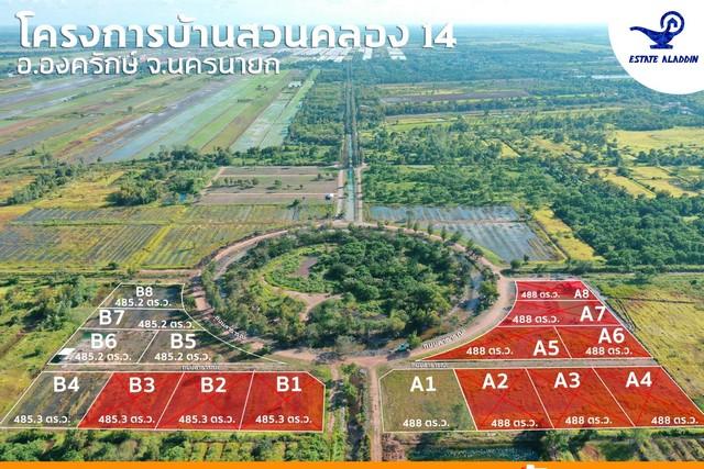 ขายที่ดินเปล่า โครงการบ้านสวนคลอง 14 รอบวงเวียน องครักษ์ นครนายก ขนาด 485 ตร.วา แปลง B4 ที่สวย เหมาะสร้างที่อยู่อาศัย 1