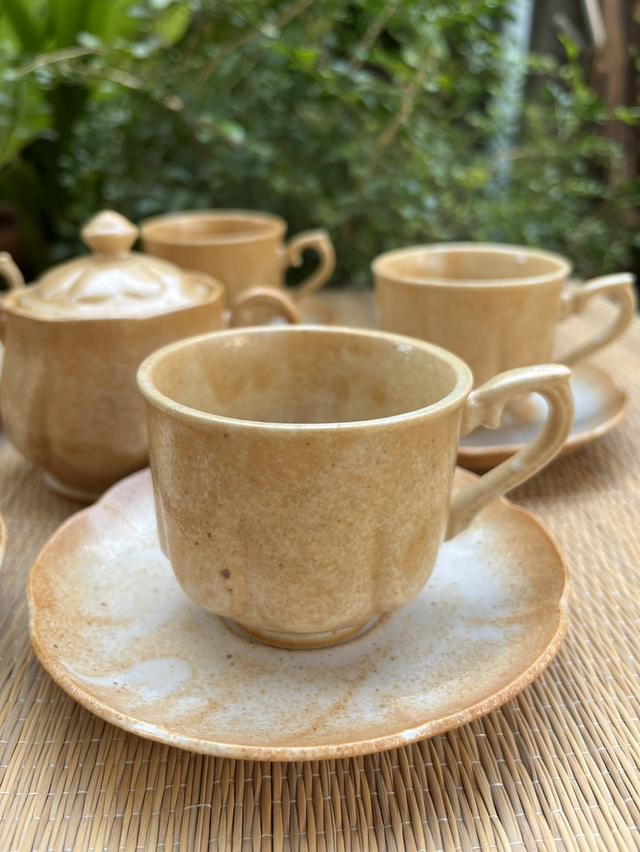 ชุดถ้วยชากาแฟเซรามิก +จานรอง10 ใบ พร้อมโถใส่น้ําตาล 1 ใบ งานญี่ปุ่น รูปที่ 5