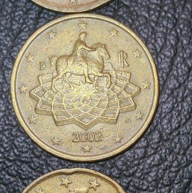 เหรียญ​ Euro อิตาลี ปี2002, 1 ยูโร, 50,20,10เซนต์​ปีเดียวทั้งหมด รูปที่ 4