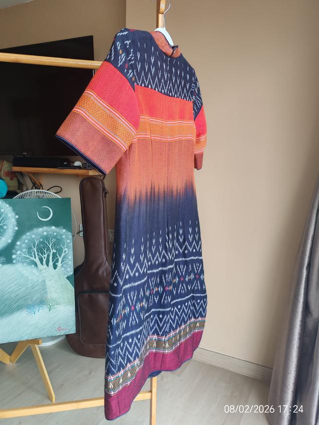 ชุดกี่เพ้า​ผ้าไทย​ หมักโคลน