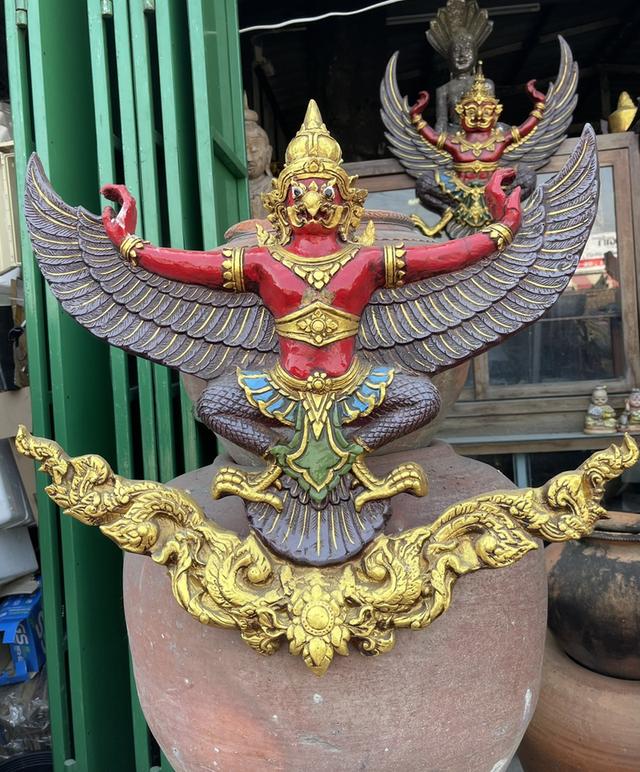 พญาครุฑ องค์ลอย แขวนผนัง ครุฑติดผนัง ขนาดกว้าง65ซม พิมพ์หน้าดุ (หน้ายักษา)