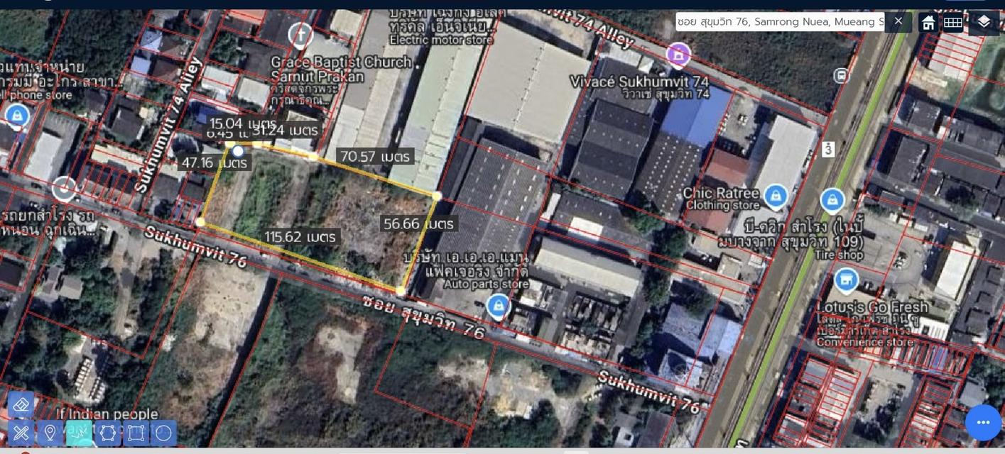 ขายที่ดิน สุขุมวิท 76 ขนาด 3 ไร่ 3 งาน 63.2 ตรว ใกล้ถนนสุขุมวิท 290 ม.