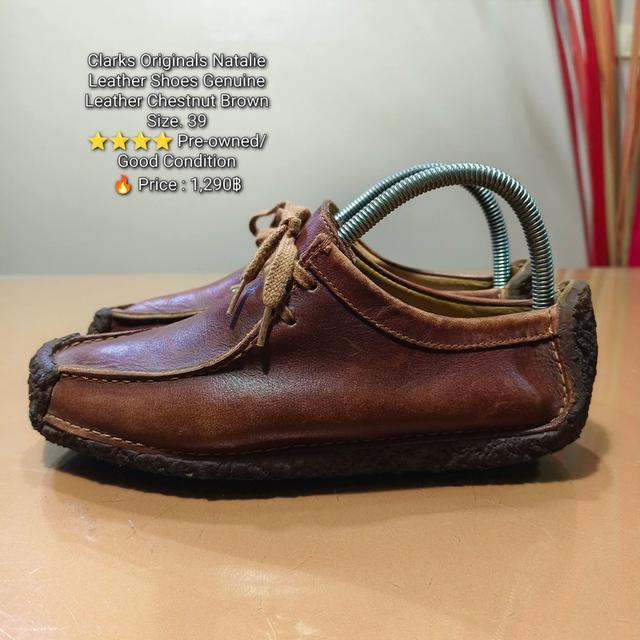 Clarks Originals Natalie Leather Shoes Genuine Leather Chestnut BrownSize 39