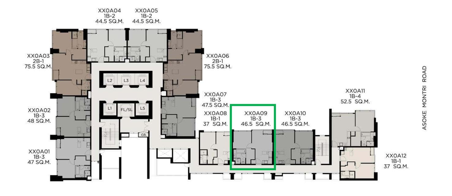 เช่า/ขาย 1BR 46.5sq.m. Fully furnished The Esse Asoke Fl. 28 18