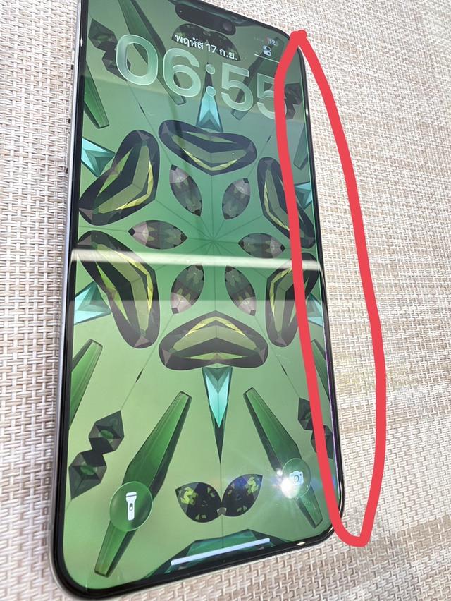 iPhone 14 Pro Max 512 หน้าจอเป็นเส้นริมสุดขวามือ แบต 100