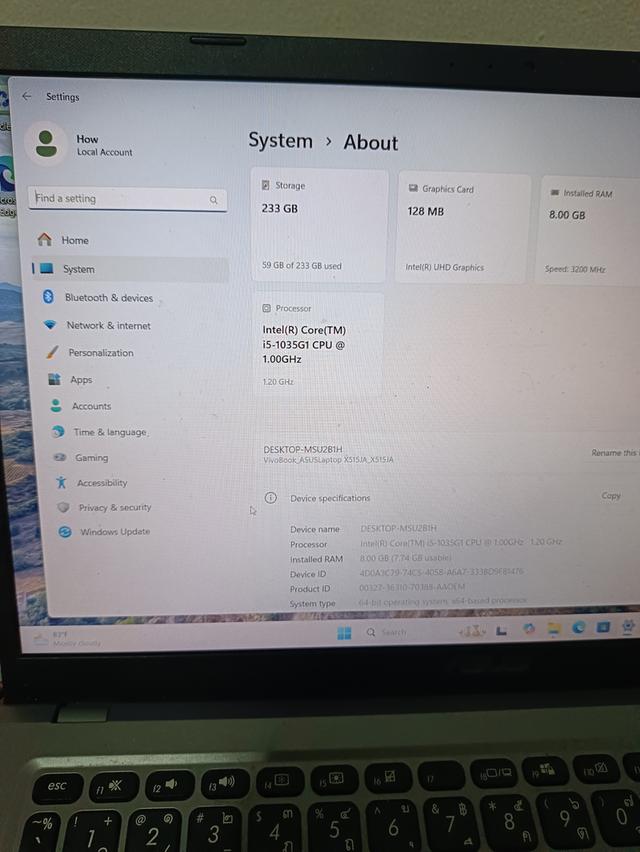 โน๊ตบุ๊ค Asus laptop i5 1035G1 gen10 8