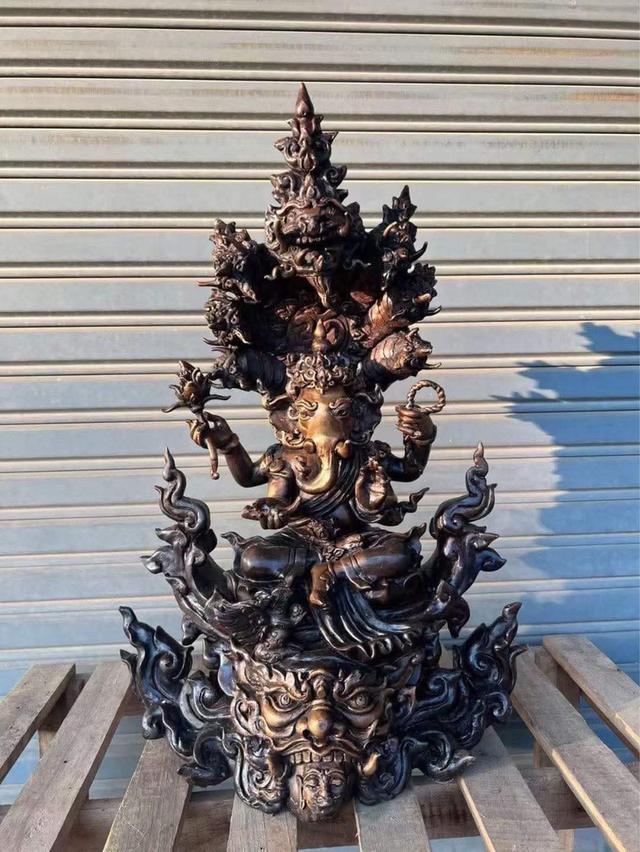 พระพิฆเนศทองเหลือง องค์ใหญ่ กว้าง14นิ้ว พระพิฆเนศนาคปรก 3