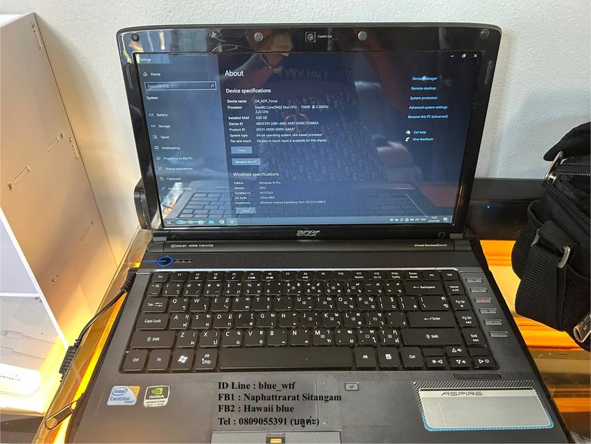 โน้ตบุ๊ก Acer Aspire 4736G  จอ14นิ้ว window10 ใช้งานปกติ แบตเก็บไฟ มีแอปเตอร์ กระเป๋า และลำโพงคู่แถมให้ 2