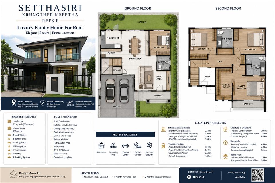 Luxury Family Home for Rent | Setthasiri Krungthep Kreetha Near Brighton & Wellington International School 5