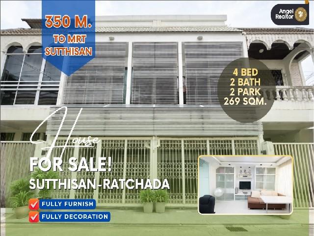 ขายทาวน์โฮมสไตล์บ้านเดี่ยว สุทธิสาร - รัชดา l 350 ม. ถึง MRT สุทธิสาร ตกแต่งสวย Fully Furnished พร้อมอยู่ 1