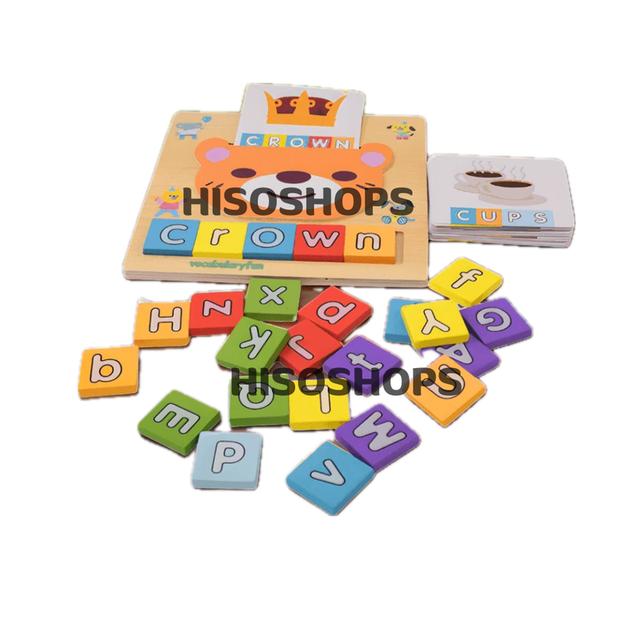 TWO IN ONE LETTER MATCHING ของเล่นไม้จับคู่ตัวอักษรไม้ 2-in-1 เสริมทักษะภาษาอังกฤษ พร้อมการ์ดภาพ สำหรับเด็กเล็กวัยเรียนรู้