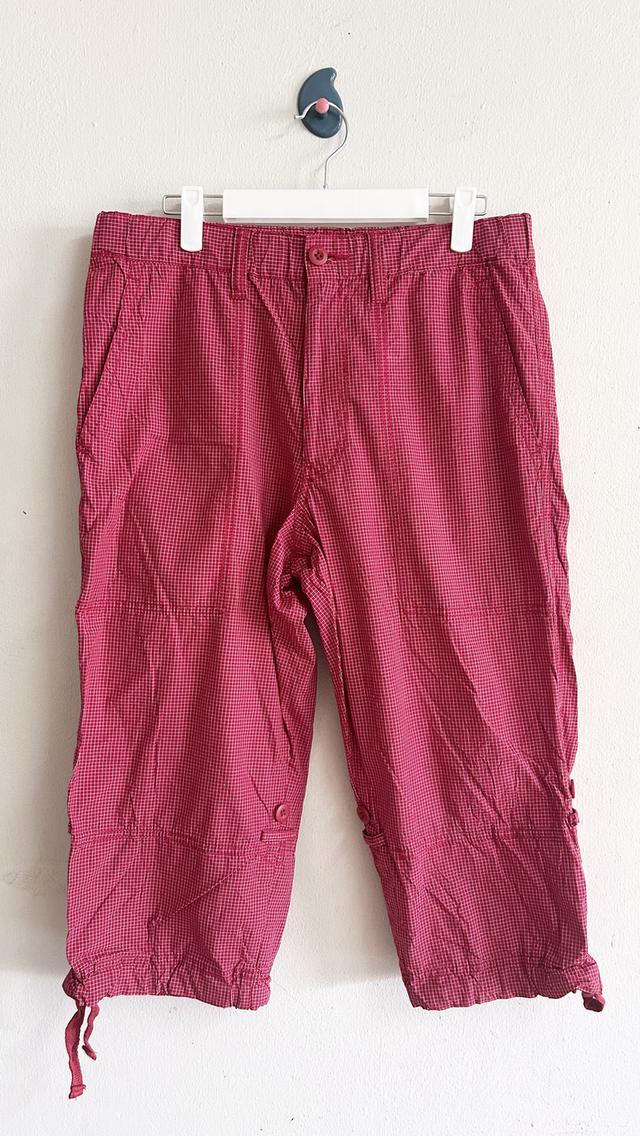 ยุนิS กางเกงชาย4ส่วนเอวยืดลายสก๊อตแดง