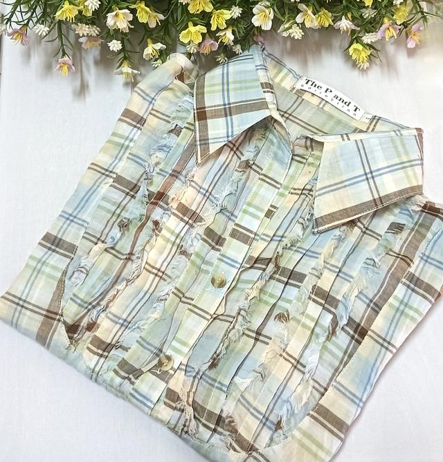 เสื้อแขนสั้นผู้หญิงลายสก็อต