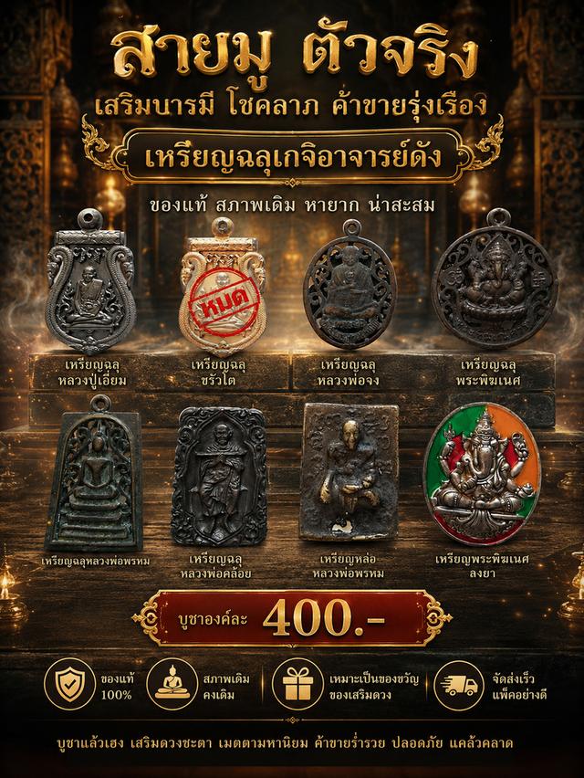 เหรียญฉลุหลวงปู่เอี่ยม ขรัวโต พระพิฆเนศ หลวงพ่อพรหม หลวงพ่อจง หลวงพ่อคล้อย