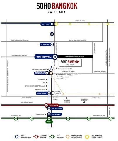 Condominium SOHO Bangkok Ratchada 1 Bedroom พท. 26 SQ.METER 24000 บาท ใกล้ ใกล้ MRT ห้วยขวาง เข้าออกได้หลายทาง 2